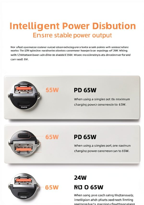 AKESR Fast Charging Car Charger PD 65W-6