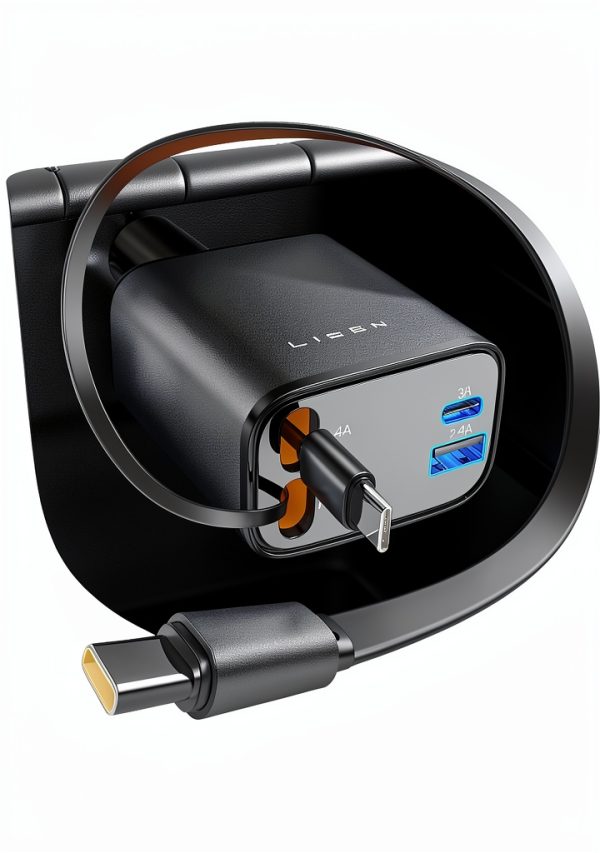 LISEN Retractable USB-C Car Charger 69W Fast Charge-0