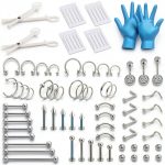 DJCIW Body Piercing Kit 316L Stainless Steel 75pcs Complete-0