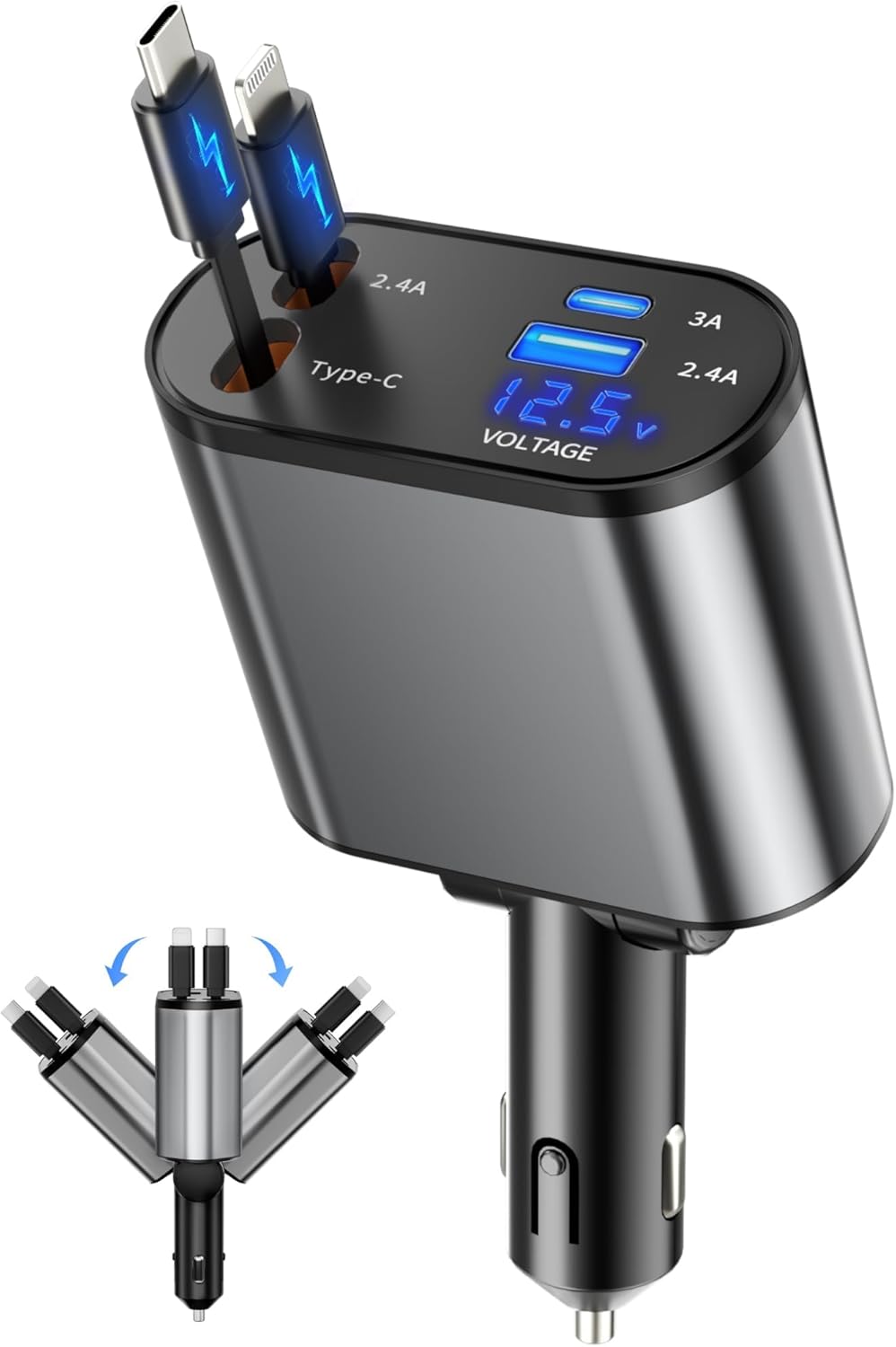 'Car Charger with extendable cables'