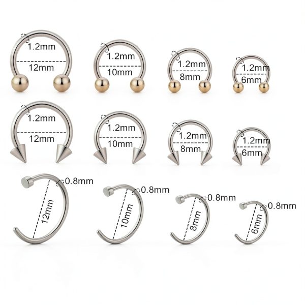 DJCIW Body Piercing Kit 316L Stainless Steel 75pcs Complete-4