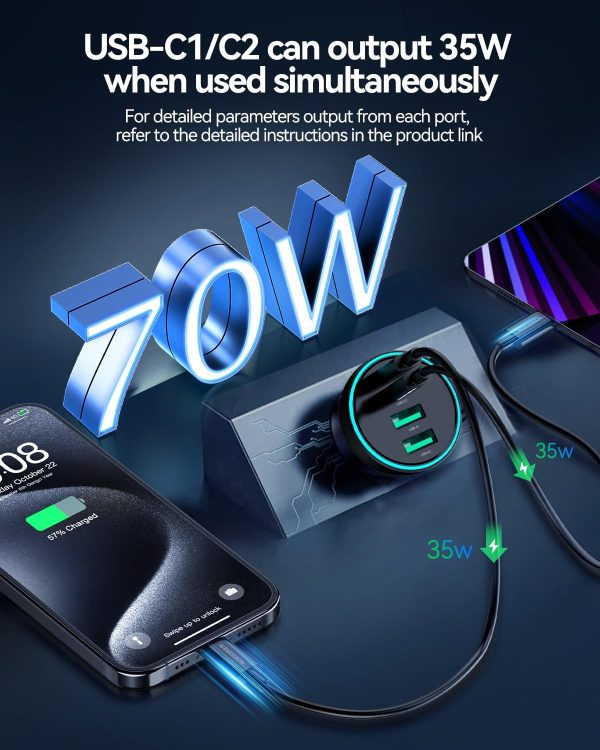 Rocoren 70W 4 Ports Car Charger-1