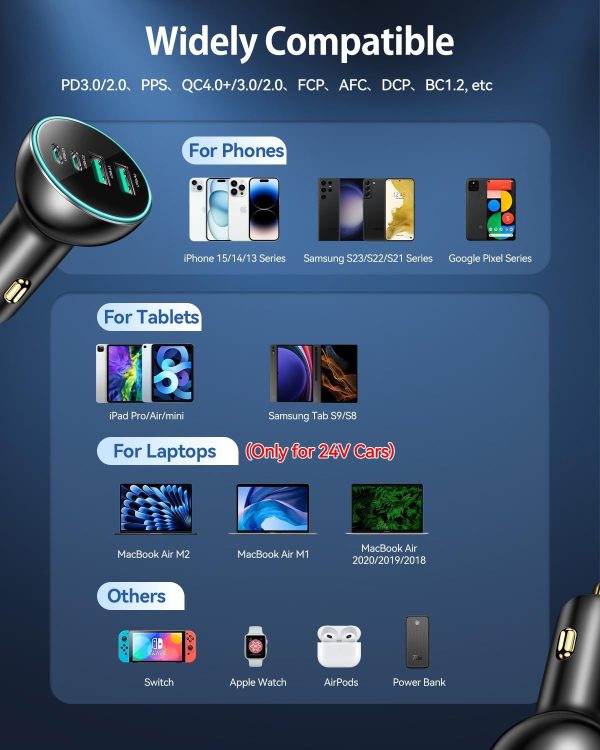 Rocoren 70W 4 Ports Car Charger-6