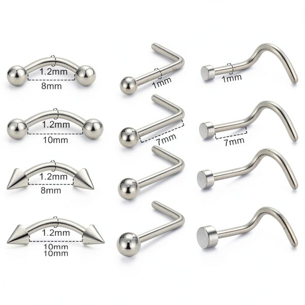 DJCIW Body Piercing Kit 316L Stainless Steel 75pcs Complete-6