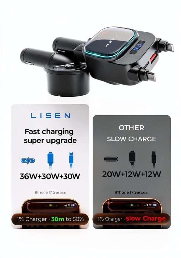 Lisen Fast Charging Car Charger Black-2