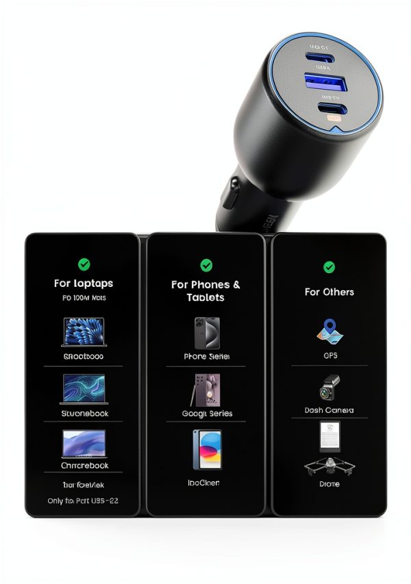 Ugreen 130W Car Charger for MacBook iPhone Galaxy-4