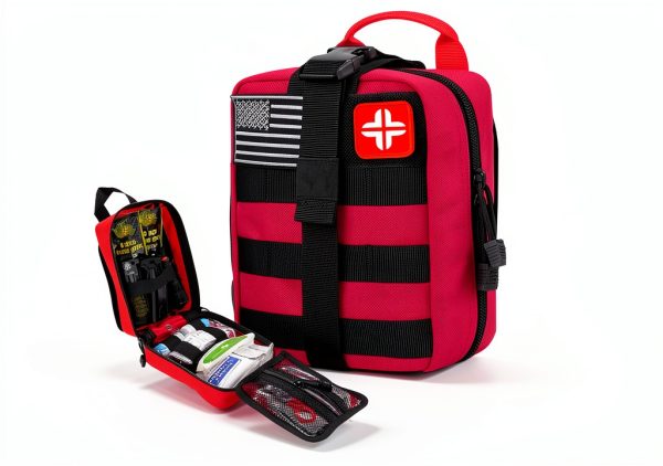 Survival Kit LUXMOM 142pcs Red Medium with Molle Pouch-1