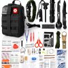 Survival First Aid Kit Kleclcw 210pcs Black Nylon Survival Gear Kit-0