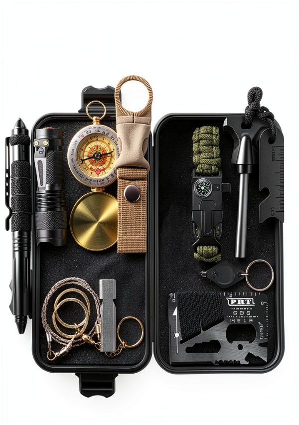EMDMAK Survival Kit 15 in 1 Outdoor Emergency Gear for Men Black-6