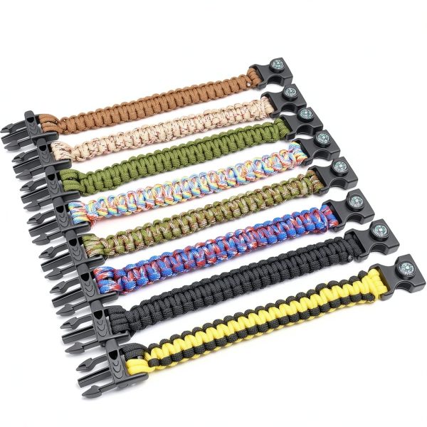 Emergency Survival Bracelet RLXMARTD 8 Pack with Whistle and Compass-1