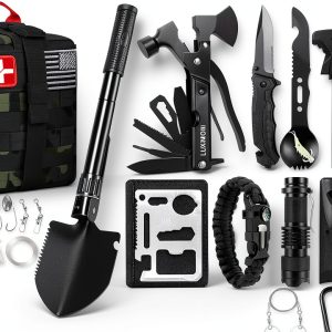 LUXMOM Gifts for Men Dad Christmas, Survival Kit and First Aid Kit, 142 Pcs Survival Gear and Equipment with Molle Pouch, Camping Essentials for Men Outdoor Adventure-0
