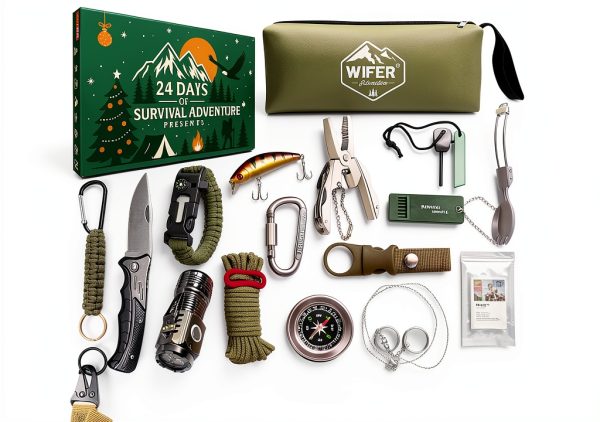 Survival Kit Advent Calendar 2025 WIFER 24-Day Outdoor Tools for Men-0