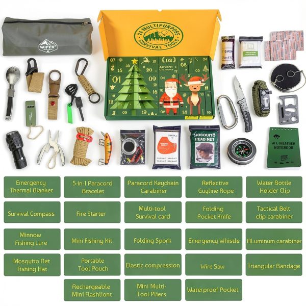 Survival Kit Advent Calendar 2025 WIFER 24-Day Outdoor Tools for Men-2