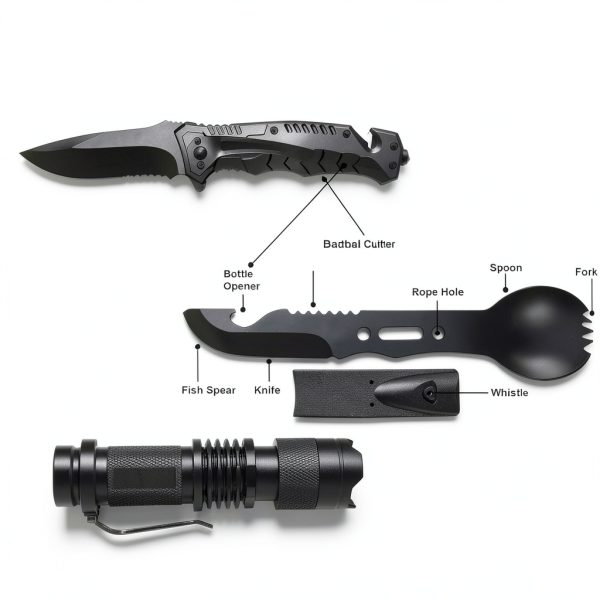 Survival First Aid Kit Kleclcw 210pcs Black Nylon Survival Gear Kit-2