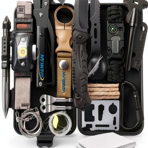 XUANLAN Emergency Survival Kit 29-in-1 Large Gray Nylon Outdoor Gear-0