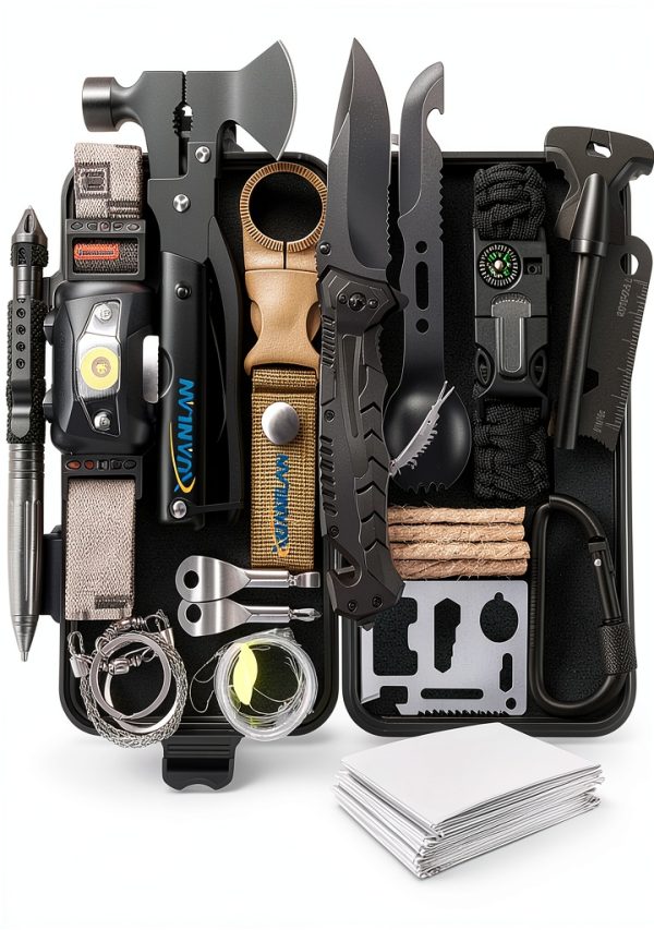 XUANLAN Emergency Survival Kit 29-in-1 Large Gray Nylon Outdoor Gear-0