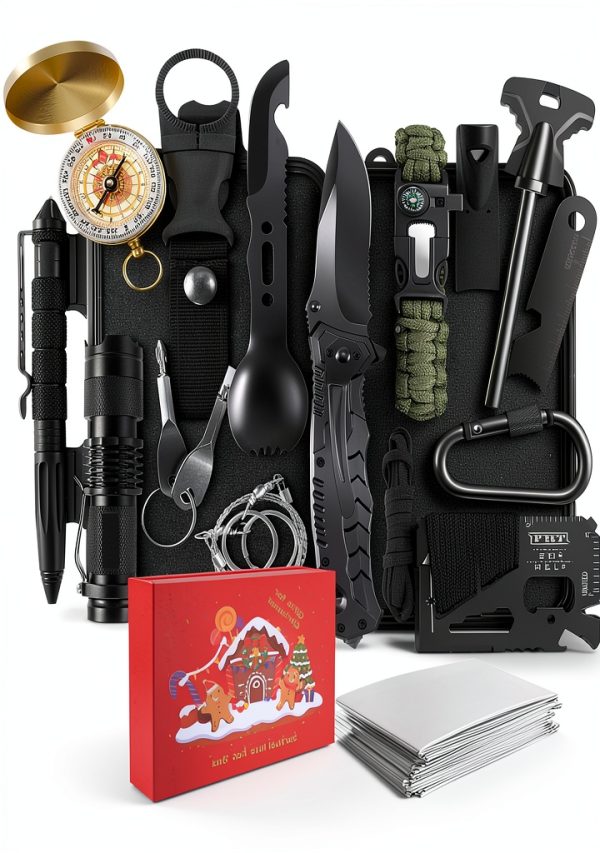 Gifts for Men Christmas Survival Kit 17-in-1 DOZAVI Case Red-0