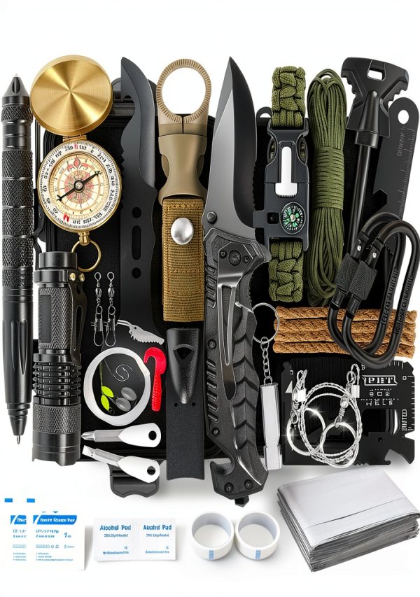Survival Kit 37-in-1 by BHYTAKI Outdoor Survival Gear Black Large-0