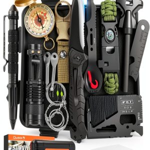 Dusor 19 in 1 Survival Kit DS-1 Black Waterproof Outdoor Gear for Men-0