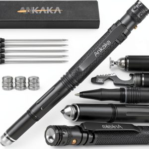 Tactical Pen 7-in-1 ANKAKA Black Self-Defense Tool with Flashlight-0