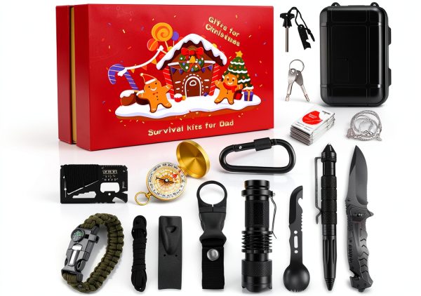 Gifts for Men Christmas Survival Kit 17-in-1 DOZAVI Case Red-1